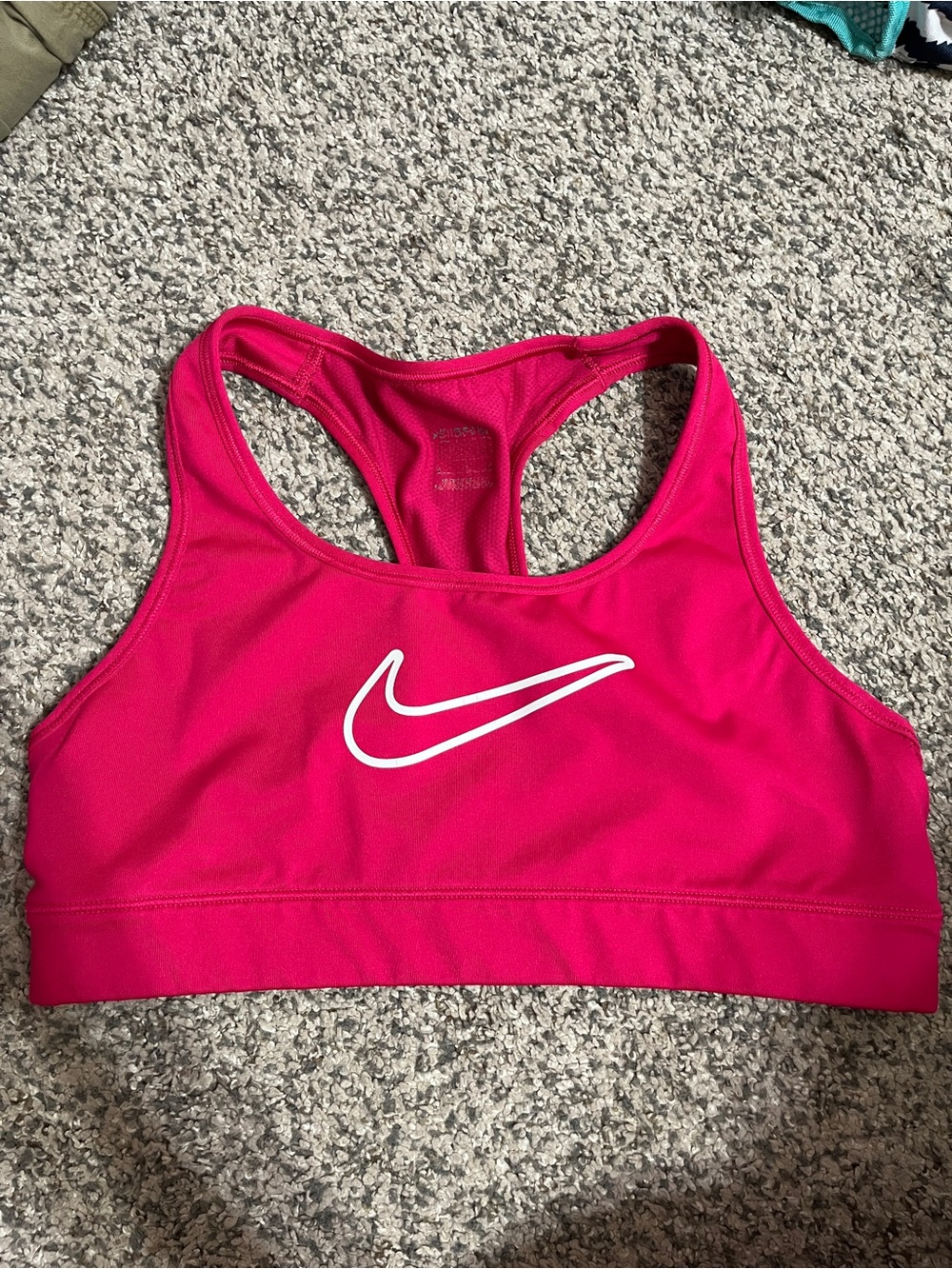 Nike Pink Racerback Sports Bra with White Swoosh